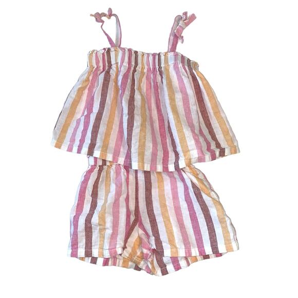 GAP Pink and Peach Linen Cotton Blend Shorts Set - Picture 1 of 4